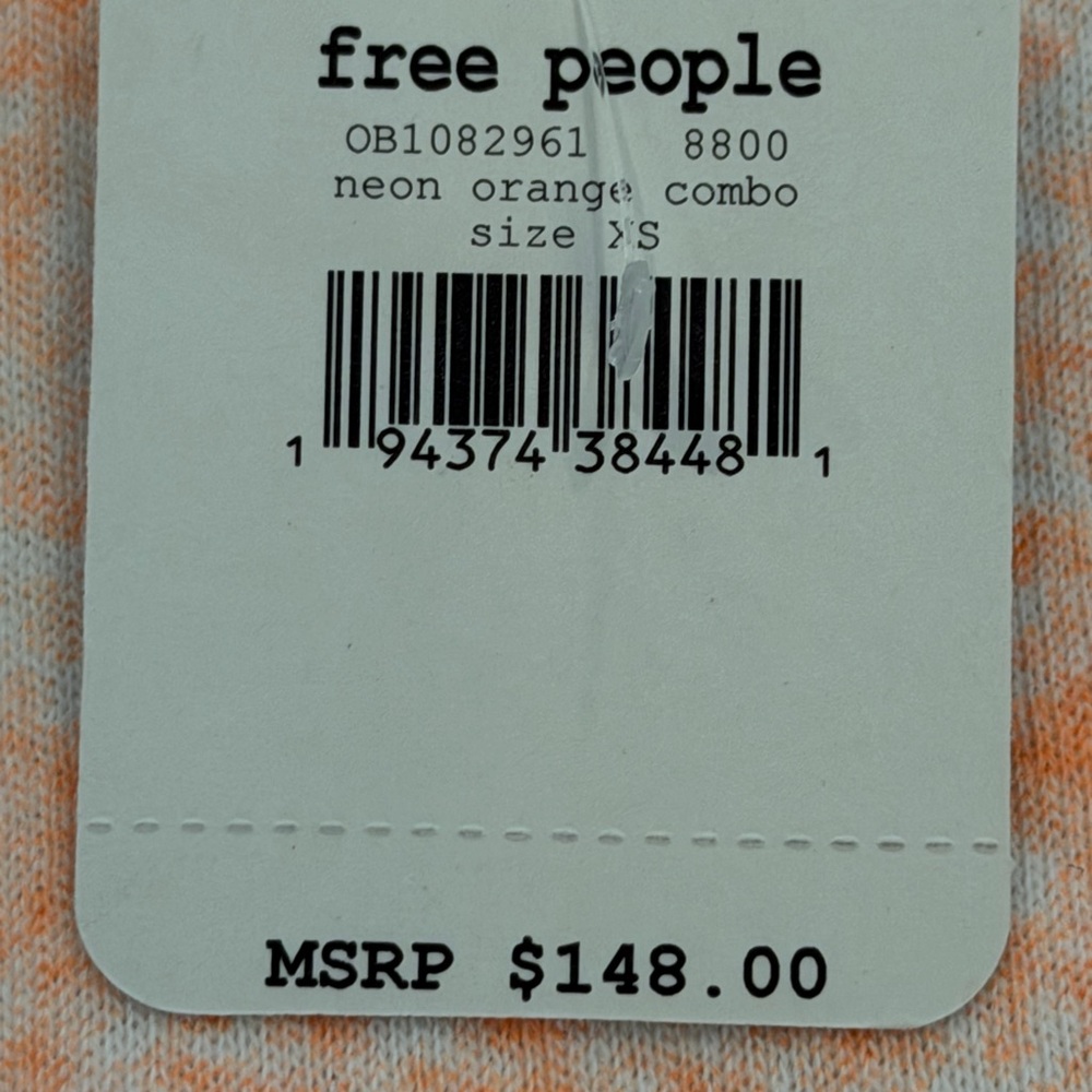 NWT Free People Neon Orange Combo Sweatshirt - Size XS - Picture 4 of 6